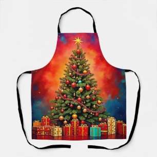 Tablier Arbre de Noël et Art de Cadeaux Festifs