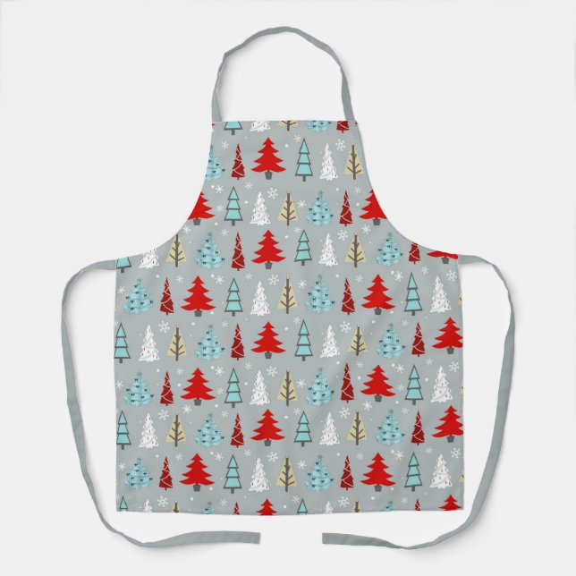 Tablier Arbre de Noël Motif rouge et bleu ID175 (Recto)