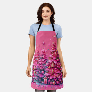 Tablier Arbre de Noël rose tendance Preppy esthétique