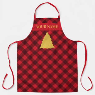 Tablier Arbre de Noël Rouge et Noir Buffalo Plaid