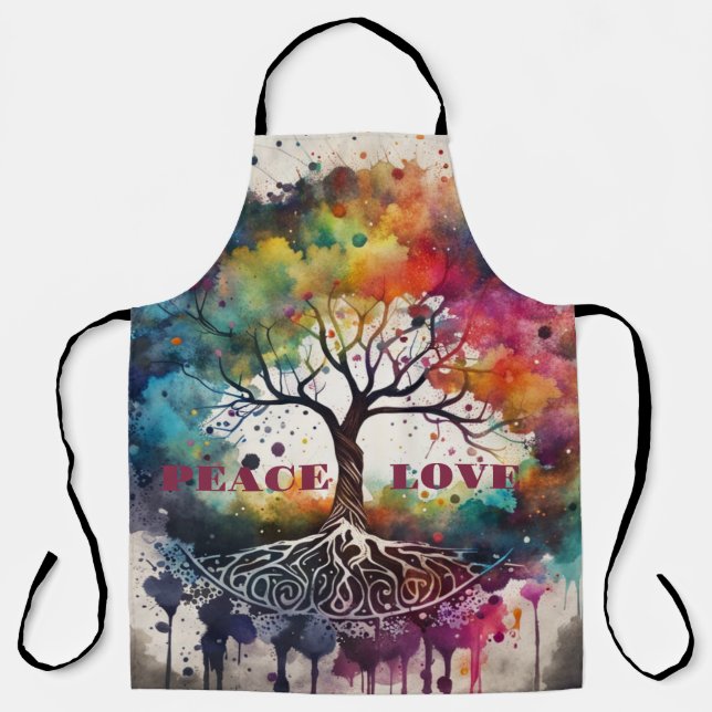 Tablier ARBRE DE VIE. Paix, Amour (modifiable) (Recto)