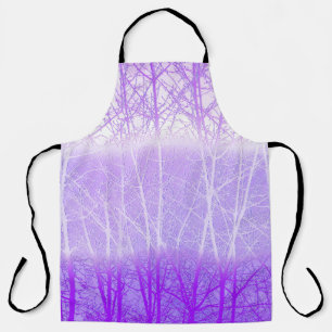 Tablier Arbres brumeux givrés en lilas lavande