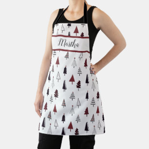 Tablier Arbres de Noël Abstraits rouges et noirs modernes
