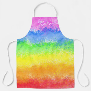Tablier Arc-en-ciel aquarelle splatter personnalisé