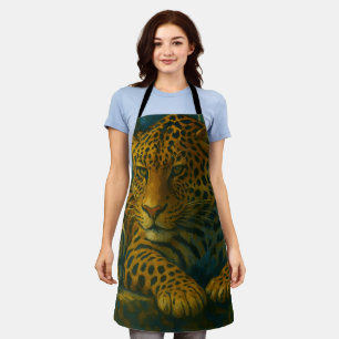 Tablier Ardoise dorée - Leopard reposant en feuillage