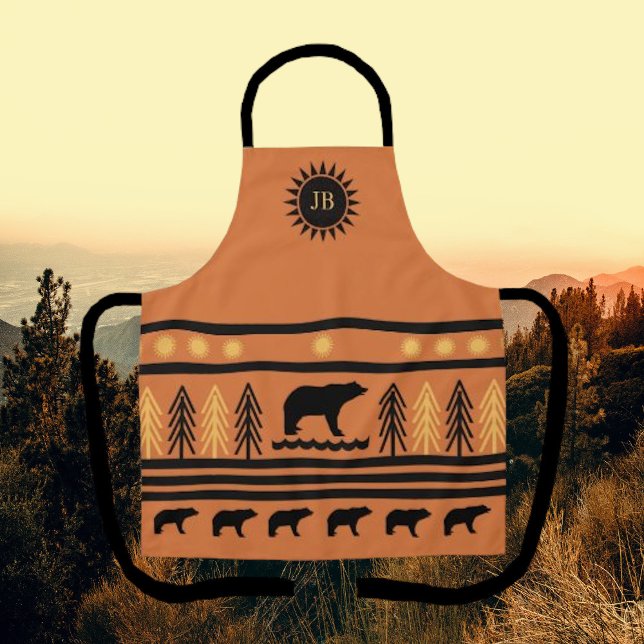 Tablier Argile du canyon sud-ouest Navajo Black Bear Apron (Créateur téléchargé)