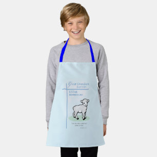 Tablier Arrière-petit-fils Baptême Agneau Bleu Personnalis
