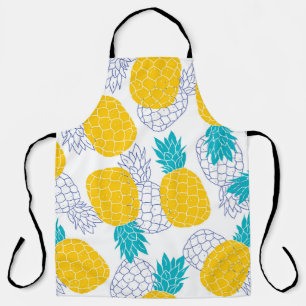 Tablier Arrière - plan blanc ananas, motif sans soudure.