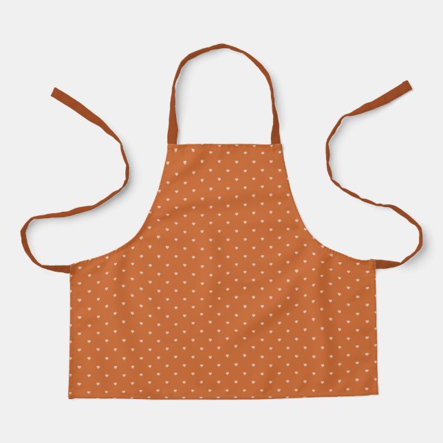 Tablier Arrière - plan des mini-coeurs orange brûlés (Recto)