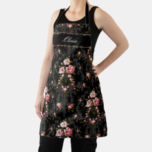 Tablier Arrière - plan Floral-Noir de Rococo français pe