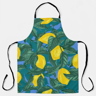 Tablier Arrière - plan sans joint avec citrons et feuilles
