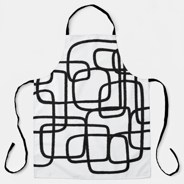 Tablier Art Abstrait Contemporain Noir Et Blanc (Recto)