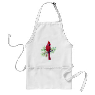 Tablier Art cardinal d'oiseau d'aquarelle de Noël