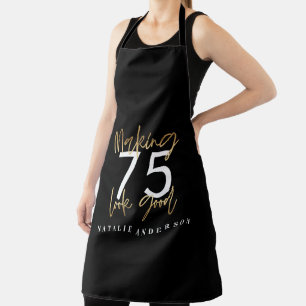 Tablier Art d'anniversaire moderne en or noir modifiable â