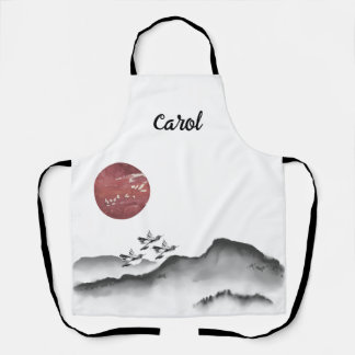 Tablier Art de l'encre japonaise Impression paysagère japo