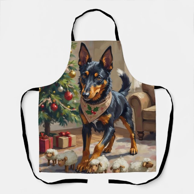 Tablier Art de Noël sur le berger Australien Kelpie (Recto)