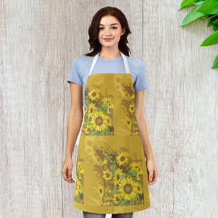 Tablier Art de tournesol grunge gras floral jaune rustique
