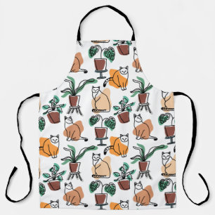 Tablier Art de trait dessin chats et fleurs