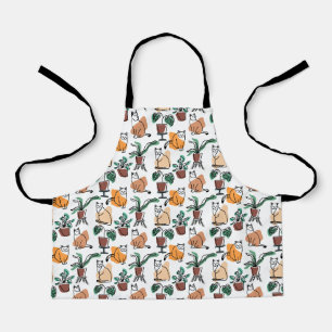 Tablier Art de trait dessin chats et fleurs