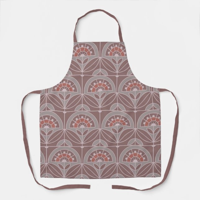 Tablier Art Déco Carrelage floral (rose de mousse) (Recto)