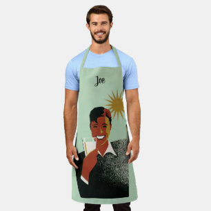 Tablier Art Déco vintage, Homme avec Cocktail au soleil
