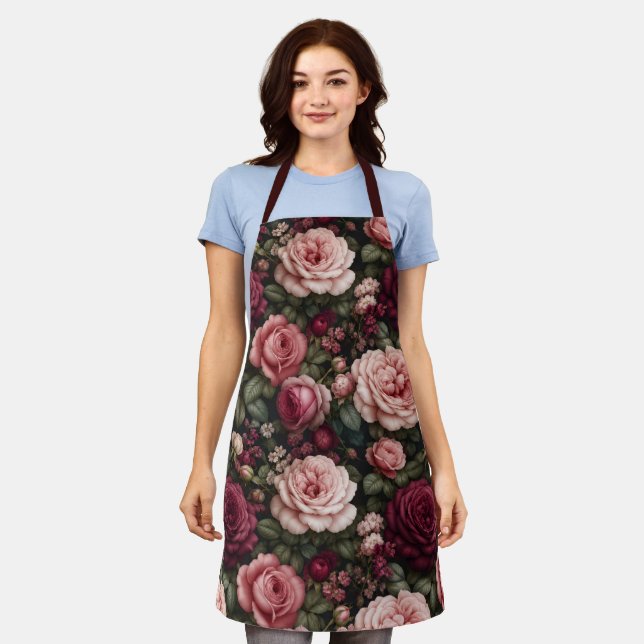 Tablier Art floral de rose de jardin de luxe (Porté)