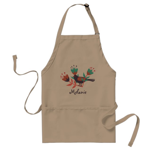 Tablier Art folklorique d'oiseaux et de fleurs Personnalis (Devant)
