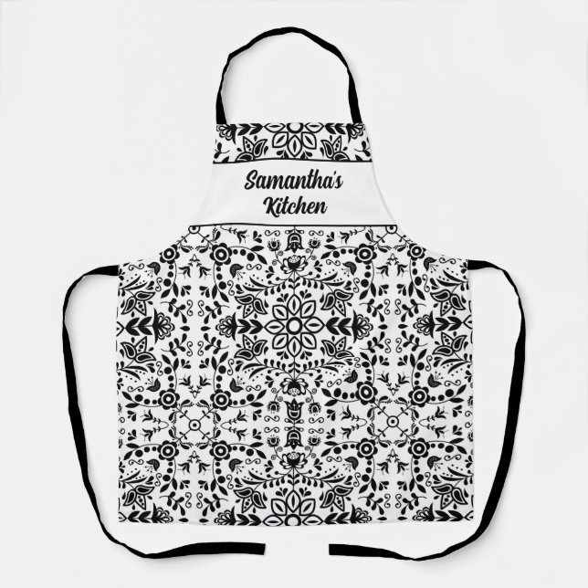 Tablier Art folklorique floral Impression personnalisée (Recto)