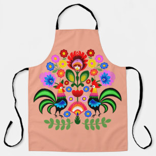 Tablier Art folklorique polonais - motif de broderie flora