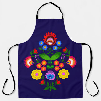 Tablier Art folklorique polonais - motif de broderie flora