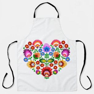 Tablier Art folklorique polonais - motif de broderie flora