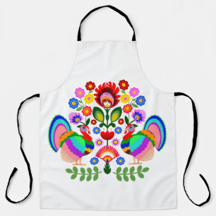 Tablier Art folklorique polonais - motif de broderie flora