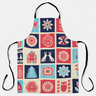 Tablier Art folklorique scandinave : vintage floral.