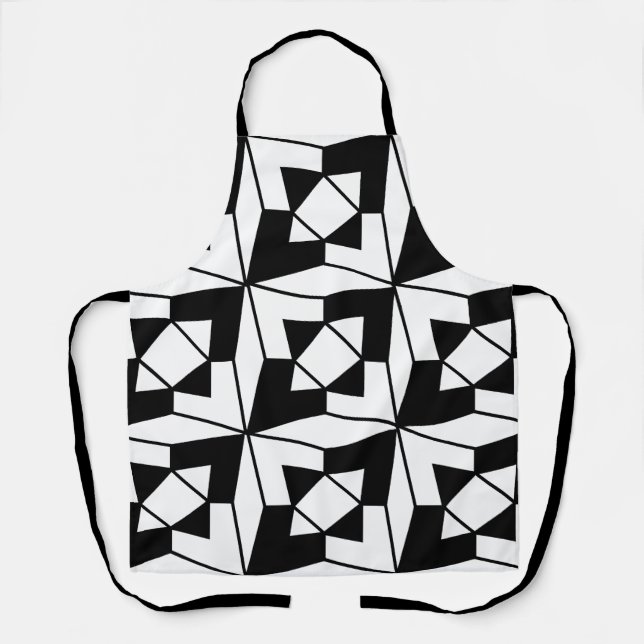 Tablier Art géométrique noir et blanc (Recto)