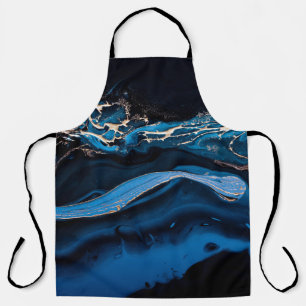 Tablier Art liquide. Or métallique liquide en bleu abstrai