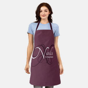 Tablier Art moderne Monogramme Profonde Plum Nail Artiste 