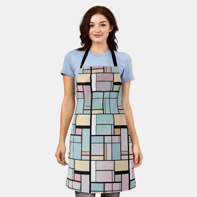Tablier Art Mondrian - Couleurs Pastel Mondrian (Porté)