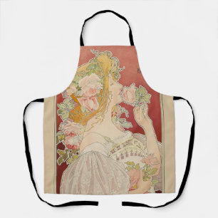 Tablier Art Nouveau Belle Époque Dame Roses Livemont
