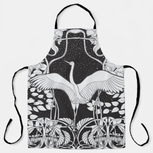 Tablier Art Nouveau : Illustration d'oiseaux floraux