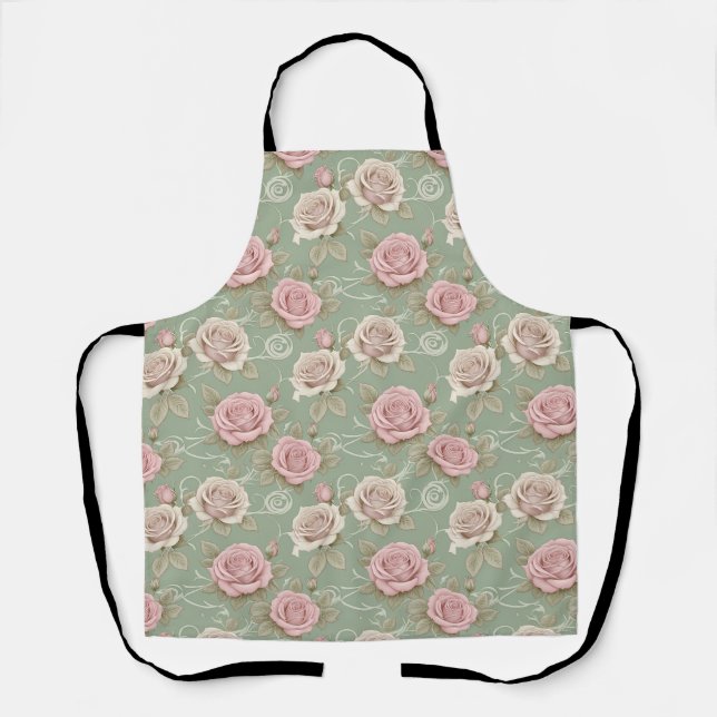 Tablier Art Nouveau Inspired Roses In Shades Of Dusty Pink (Recto)