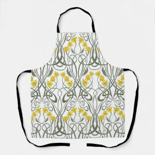 Tablier Art Nouveau Jaunes Jonquilles et Tiges Blanches