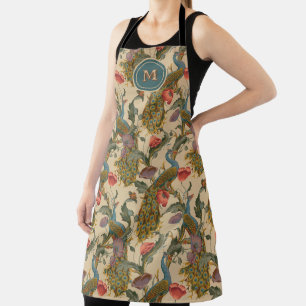 Tablier Art Nouveau vintage 1890 motif au paon