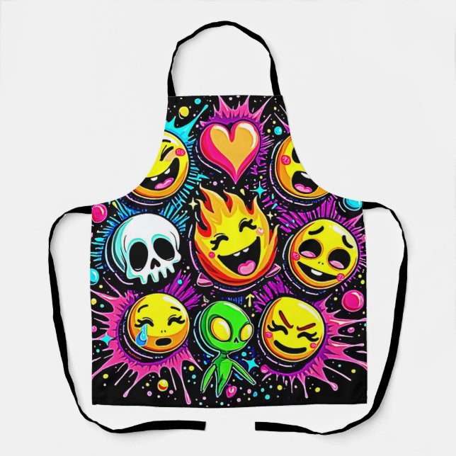 Tablier Art pop Emoji vibrant (Recto)