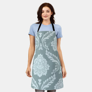 Tablier Art Rococo Damassé I Bleu de Canard Œuf+Turquoise