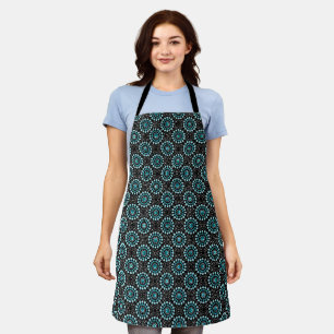 Tablier Art Turquoise noir blanc moderne pour femmes