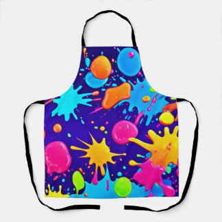 Tablier Art vibrant de projections de peinture néon