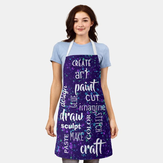 Tablier Art Words Paint Splatter Apron (Porté)