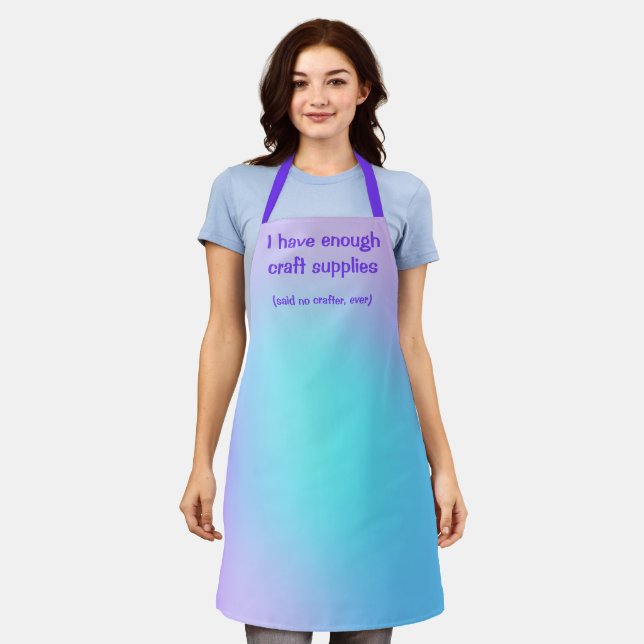 Tablier Artiste amusant Apron pourpre et Turquoise dégradé (Porté)