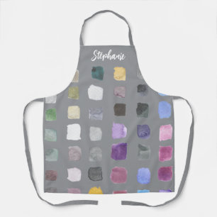 Tablier Artiste Aquarelle Personnalisé Gris