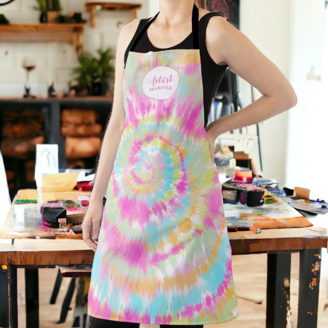 Tablier Artiste de teinture pastel abstraite moderne (Modern abstract watercolor pastel tie dye artist apron)